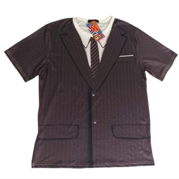 Whatlees 3D Graphic Novelty Tee Business Suit Jacket Tie Dress Shirt Necktie NWT - Picture 2 of 6